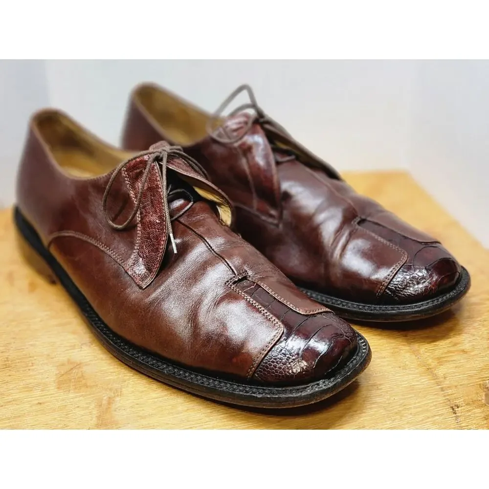 VTG Belvedere Florence Italy Men Hand Made Size 10M Brown Genuine‎ Ostrich